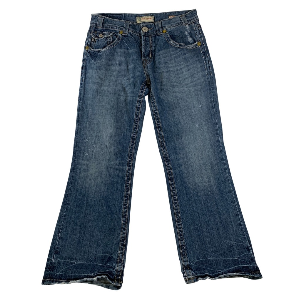 Mek Denim Men's Key West Boot Cut Jeans Distressed Medium Wash Blue 34x31